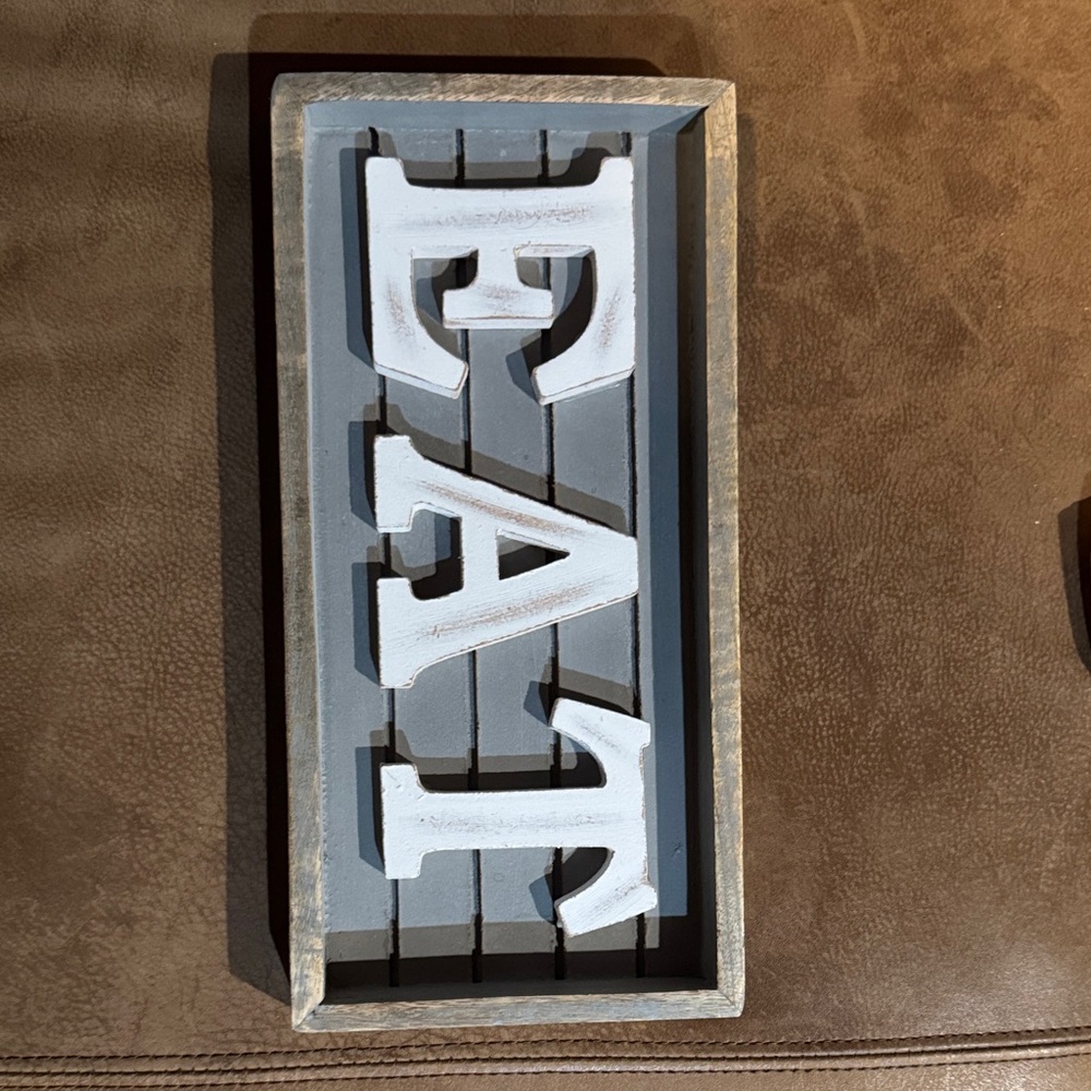 Gray and White Wooden Tray Decor